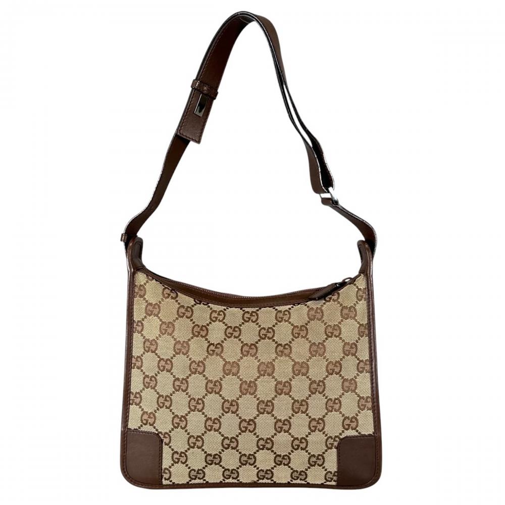 GUCCI グッチ ショルダーバッグ ヴィンテージ ワンショルダー 0014206 GGキャンバス ブラウン 茶 シルバー金具 レディース【中古品】