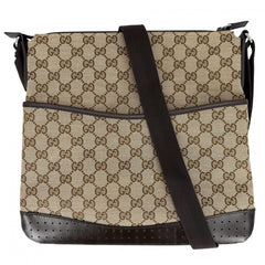 GUCCI グッチ ショルダーバッグ パンチング ワンショルダー 145857 GGキャンバス ベージュ ブラウン 茶 シルバー金具 レディース【中古品】