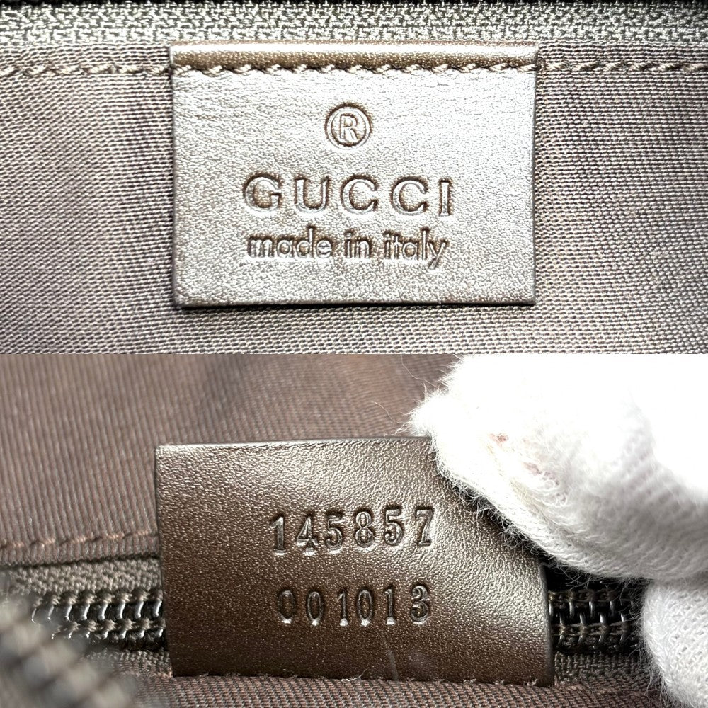 GUCCI グッチ ショルダーバッグ パンチング ワンショルダー 145857 GGキャンバス ベージュ ブラウン 茶 シルバー金具 レディース【中古品】