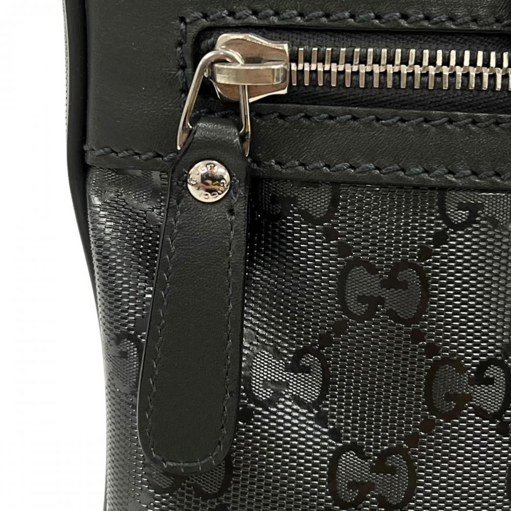 GUCCI グッチ ショルダーバッグ GGインプリメ メタル 295257 PVCコーティングキャンバス レザー ブラック 黒 シルバー金具 メンズ【中古品】