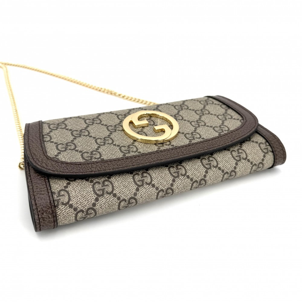 GUCCI グッチ チェーンウォレット ブロンディ ショルダーバッグ ポシェット 725215 GGスプリームキャンバス レザー ベージュ ゴールド金具 レディース【中古品】