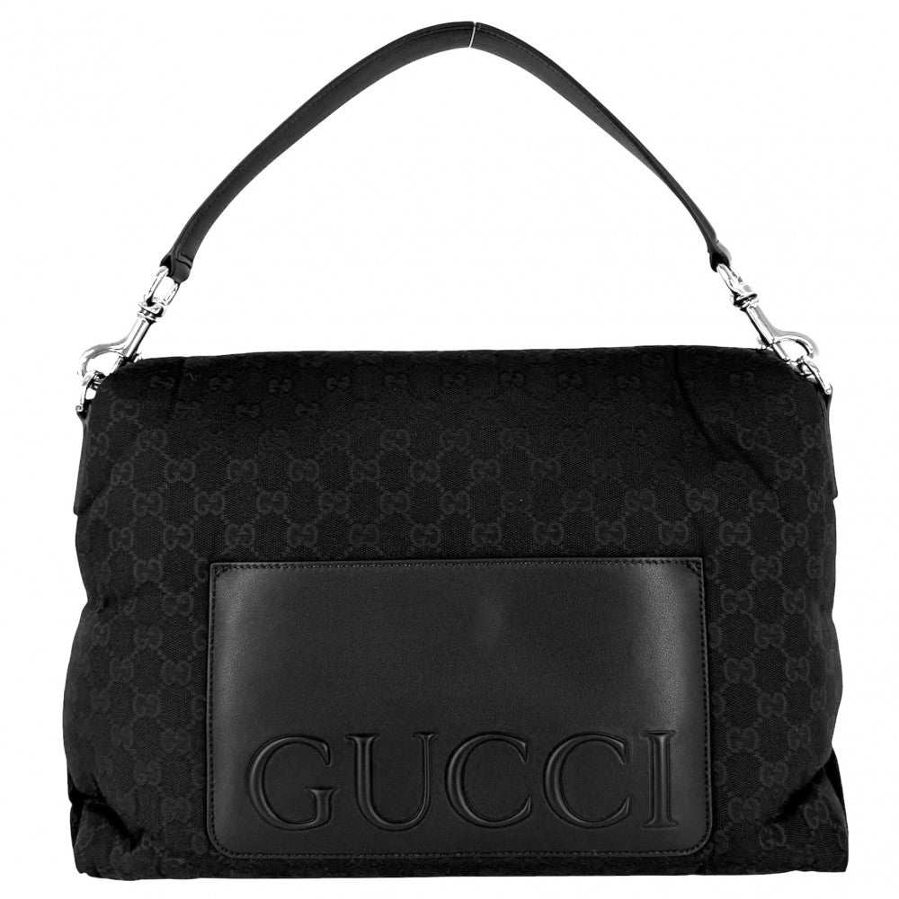 GUCCI グッチ 2WAY ハンドバッグ ショルダーバッグ 321616 GGキャンバス レザー ブラック 黒 シルバー金具 レディース【中古品】