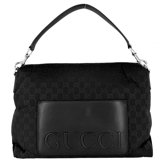 GUCCI グッチ 2WAY ハンドバッグ ショルダーバッグ 321616 GGキャンバス レザー ブラック 黒 シルバー金具 レディース【中古品】
