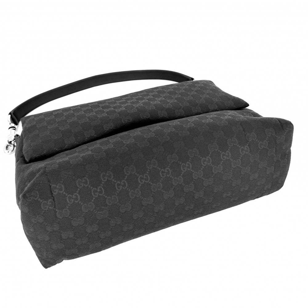 GUCCI グッチ 2WAY ハンドバッグ ショルダーバッグ 321616 GGキャンバス レザー ブラック 黒 シルバー金具 レディース【中古品】