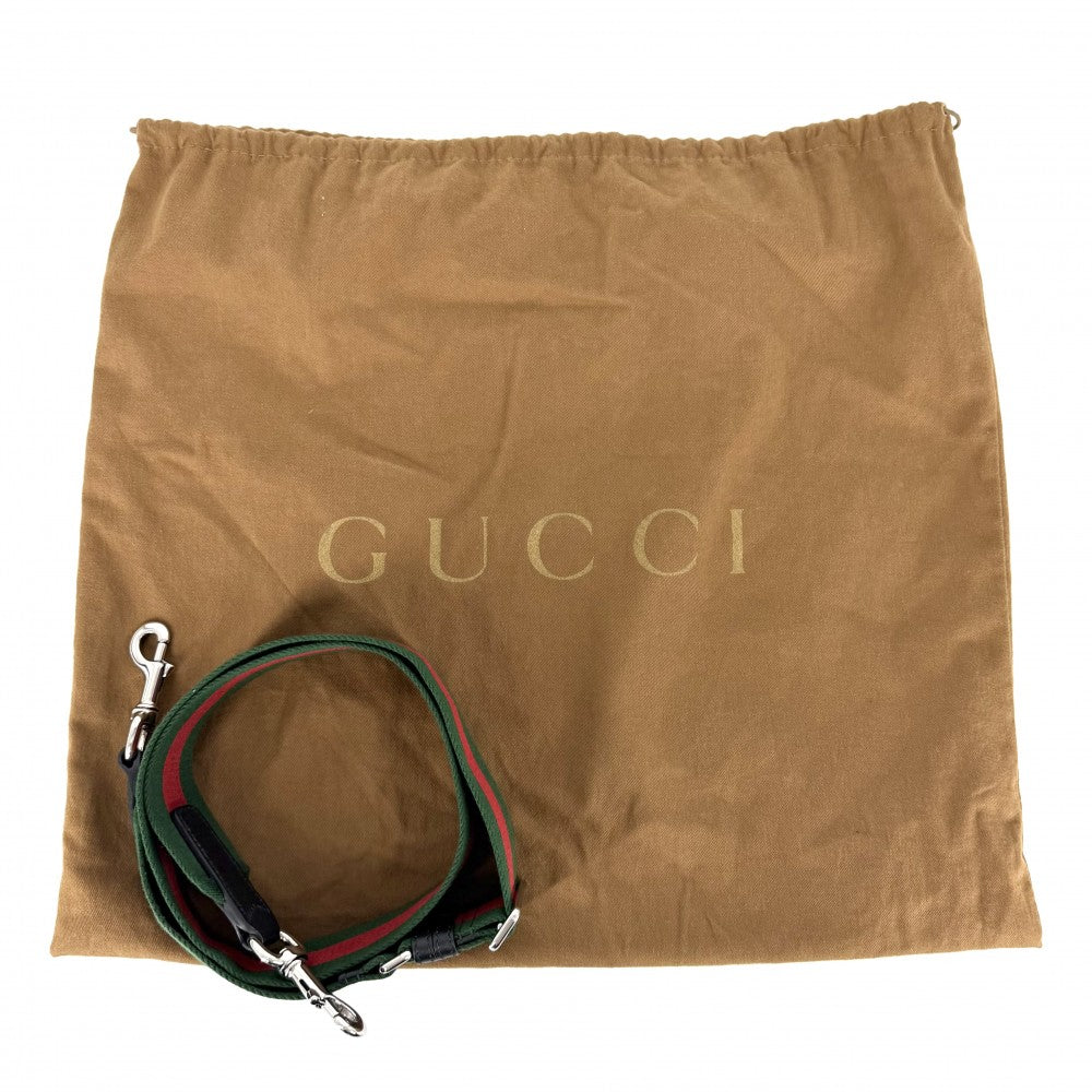 GUCCI グッチ 2WAY ハンドバッグ ショルダーバッグ 321616 GGキャンバス レザー ブラック 黒 シルバー金具 レディース【中古品】
