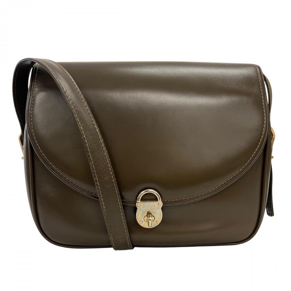 GUCCI グッチ ショルダーバッグ レディロック オールドグッチ レザー ブラウン 茶 ゴールド金具 レディース【中古品】