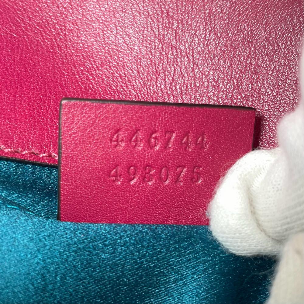 GUCCI グッチ 2WAY GGマーモント ショルダーバッグ ハンドバッグ 446744 ベロア レザー スパンコール ピンク アンティークゴールド金具 レディース【中古品】