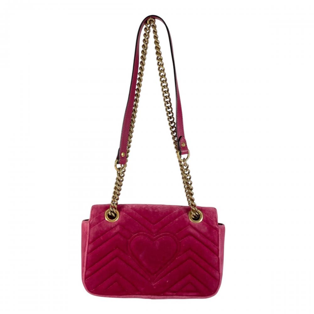 GUCCI グッチ 2WAY GGマーモント ショルダーバッグ ハンドバッグ 446744 ベロア レザー スパンコール ピンク アンティークゴールド金具 レディース【中古品】