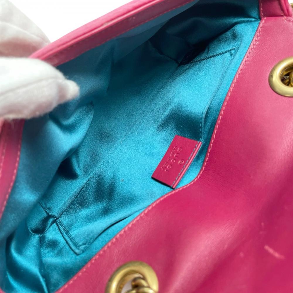 GUCCI グッチ 2WAY GGマーモント ショルダーバッグ ハンドバッグ 446744 ベロア レザー スパンコール ピンク アンティークゴールド金具 レディース【中古品】