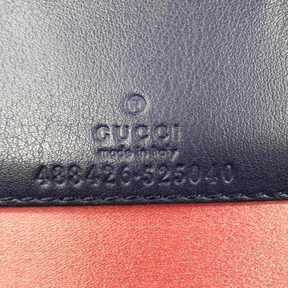 GUCCI グッチ ショルダーバッグ GGマーモント ロゴ金具 488426 ベルベット レザー ブルー 青 ゴールド金具 レディース【中古品】