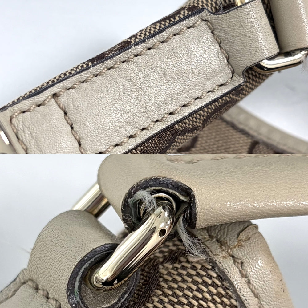 GUCCI グッチ ハンドバッグ ワンショルダー 169947 GGキャンバス レザー ベージュ アイボリー ゴールド金具 レディース【中古品】