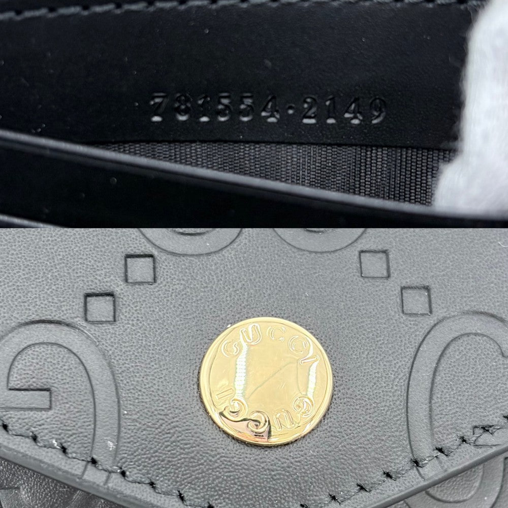 GUCCI グッチ ショルダーバッグ スーパーミニ チェーンショルダー ミニバッグ 781554 レザー ブラック 黒 ゴールド金具 メンズ【中古品】