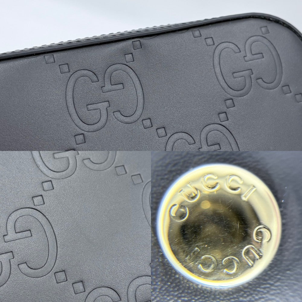 GUCCI グッチ ショルダーバッグ スーパーミニ チェーンショルダー ミニバッグ 781554 レザー ブラック 黒 ゴールド金具 メンズ【中古品】