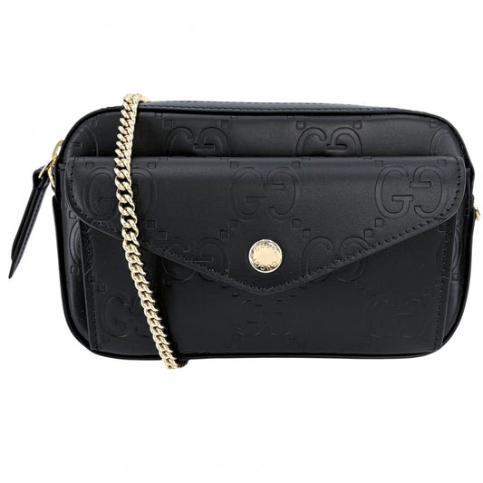 GUCCI グッチ ショルダーバッグ スーパーミニ チェーンショルダー ミニバッグ 781554 レザー ブラック 黒 ゴールド金具 メンズ【中古品】