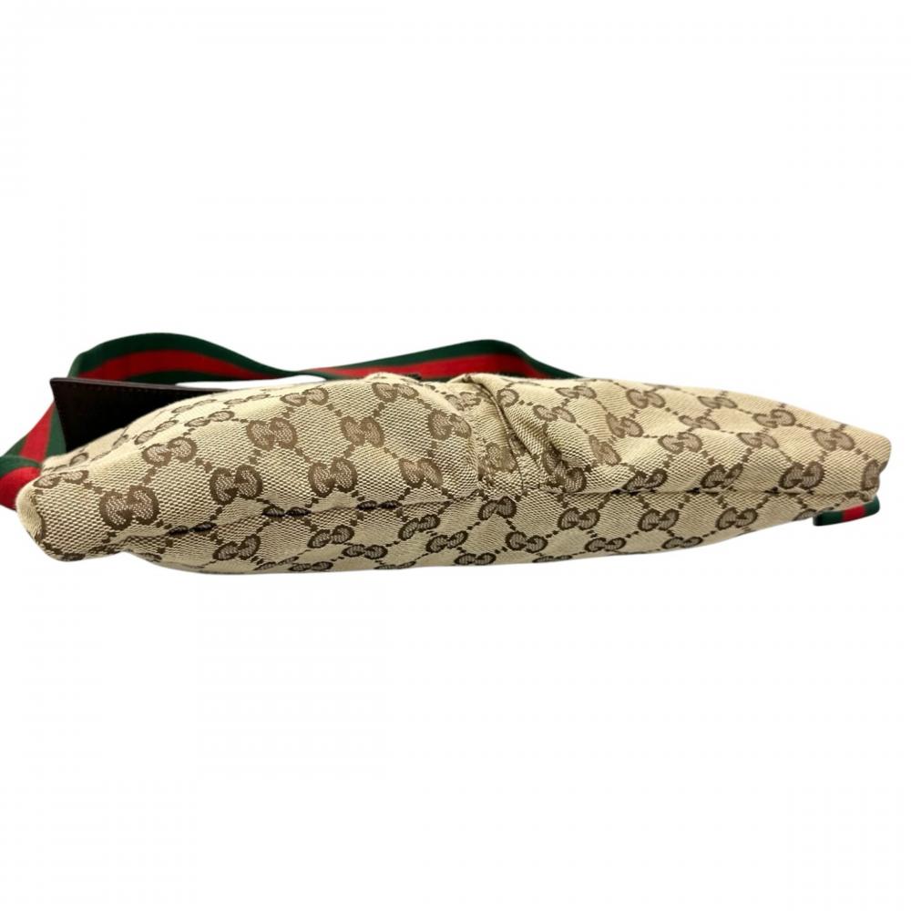 GUCCI グッチ ウエストバッグ シェリーライン ボディバッグ 28566 GGキャンバス ブラウン 茶 シルバー金具 メンズ【中古品】