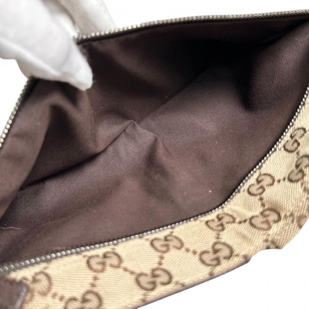 GUCCI グッチ ウエストバッグ シェリーライン ボディバッグ 28566 GGキャンバス ブラウン 茶 シルバー金具 メンズ【中古品】