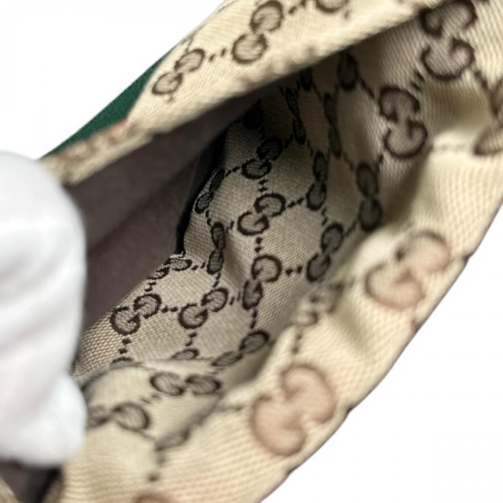 GUCCI グッチ ウエストバッグ シェリーライン ボディバッグ 28566 GGキャンバス ブラウン 茶 シルバー金具 メンズ【中古品】