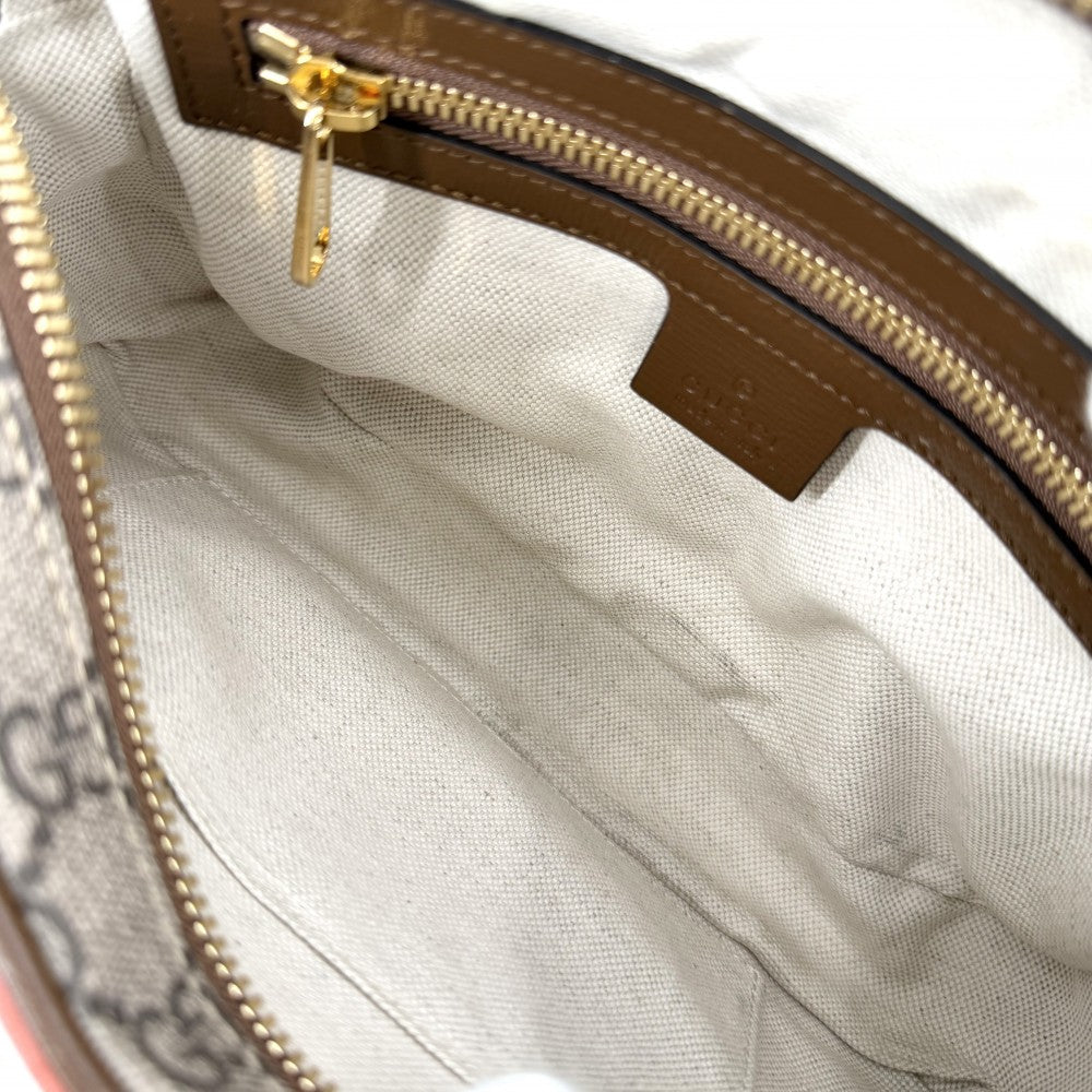 【開店SALE】 GUCCI グッチ ボディバッグ FAKE NOT シェリーライン THE NORTH FACE かばん 鞄 602695 GGキャンバス レザー ベージュ ブラウン 茶 ゴールド金具 ユニセックス【中古品】