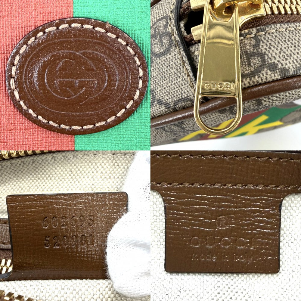 【開店SALE】 GUCCI グッチ ボディバッグ FAKE NOT シェリーライン THE NORTH FACE かばん 鞄 602695 GGキャンバス レザー ベージュ ブラウン 茶 ゴールド金具 ユニセックス【中古品】