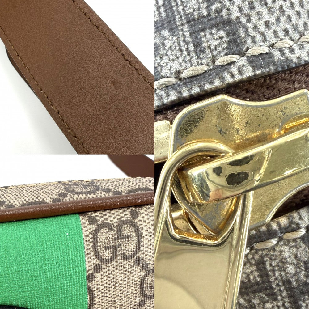 【開店SALE】 GUCCI グッチ ボディバッグ FAKE NOT シェリーライン THE NORTH FACE かばん 鞄 602695 GGキャンバス レザー ベージュ ブラウン 茶 ゴールド金具 ユニセックス【中古品】