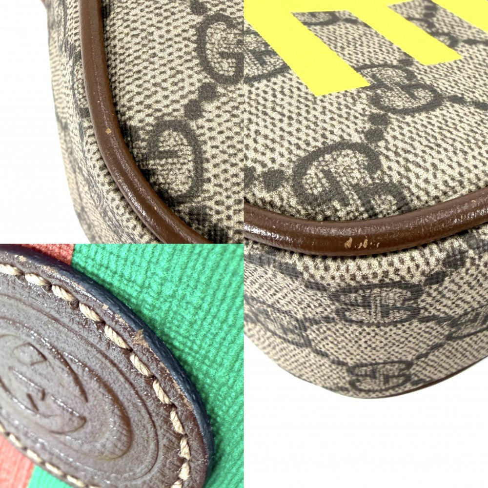 【開店SALE】 GUCCI グッチ ボディバッグ FAKE NOT シェリーライン THE NORTH FACE かばん 鞄 602695 GGキャンバス レザー ベージュ ブラウン 茶 ゴールド金具 ユニセックス【中古品】