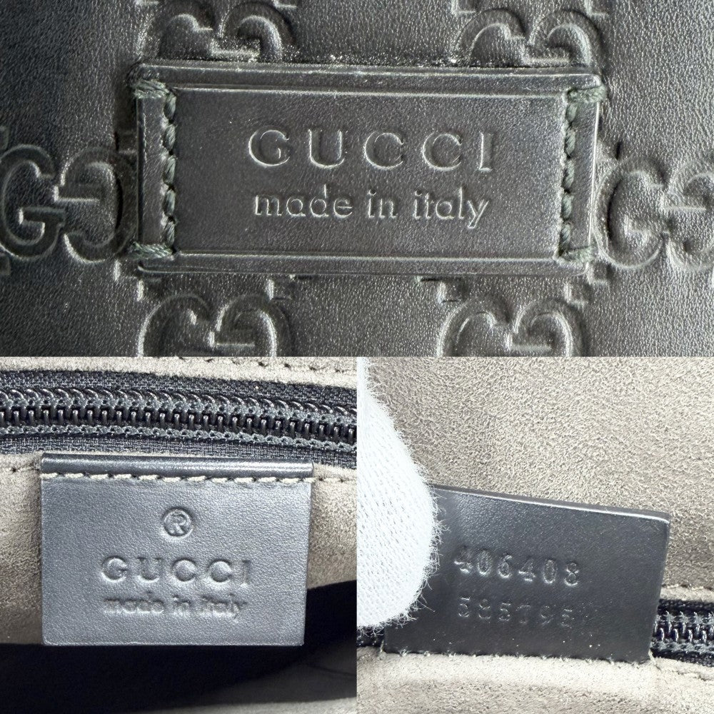 【開店SALE】 GUCCI グッチ ショルダーバッグ グッチシマ 406408 レザー ブラック 黒 シルバー金具 メンズ【中古品】