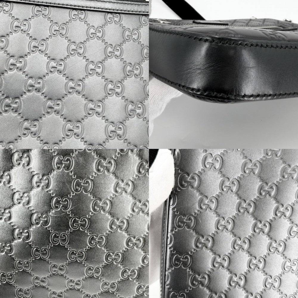 【開店SALE】 GUCCI グッチ ショルダーバッグ グッチシマ 406408 レザー ブラック 黒 シルバー金具 メンズ【中古品】