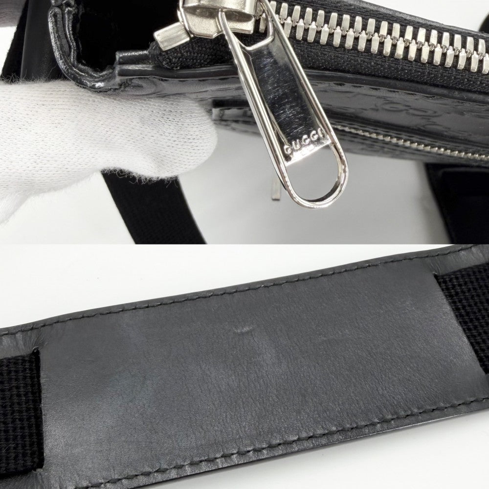 【開店SALE】 GUCCI グッチ ショルダーバッグ グッチシマ 406408 レザー ブラック 黒 シルバー金具 メンズ【中古品】