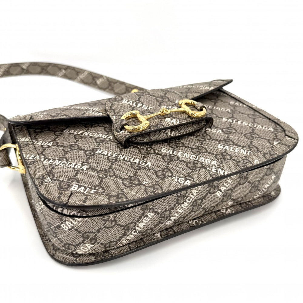 GUCCI グッチ 2WAY ホースビット1955 バレンシアガコラボ 602204 GGスプリームキャンバス レザー ベージュ ゴールド金具 レディース【中古品】