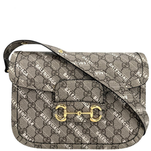 GUCCI グッチ 2WAY ホースビット1955 バレンシアガコラボ 602204 GGスプリームキャンバス レザー ベージュ ゴールド金具 レディース【中古品】