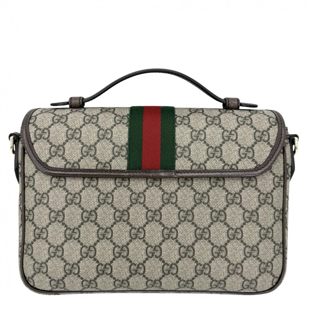 GUCCI グッチ 2WAY オフィディア ミディアム トップハンドルバッグ ハンドバッグ ショルダーバッグ 836842 GGスプリームキャンバス レザー ベージュ ブラウン 茶 ゴールド金具 レディース【中古品】