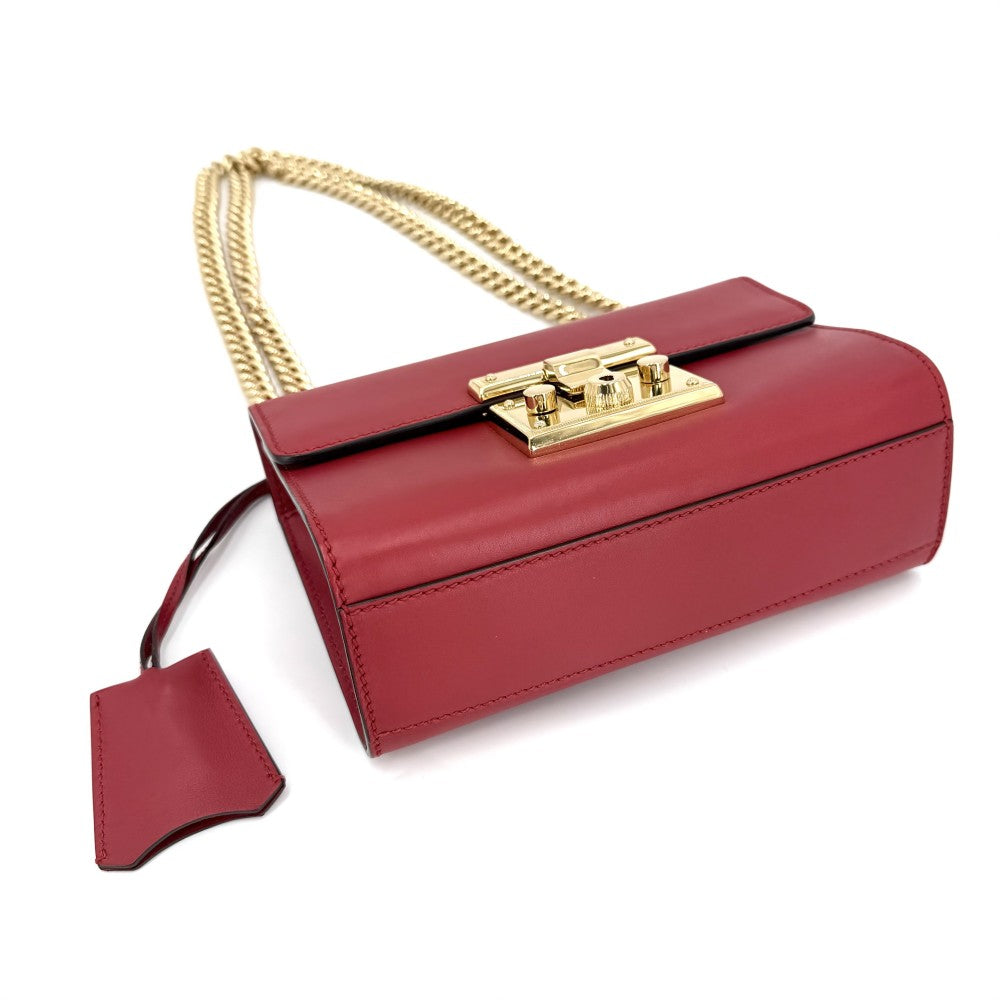 GUCCI グッチ ショルダーバッグ チェーン 409487 レザー レッド 赤 ゴールド金具 レディース【中古品】