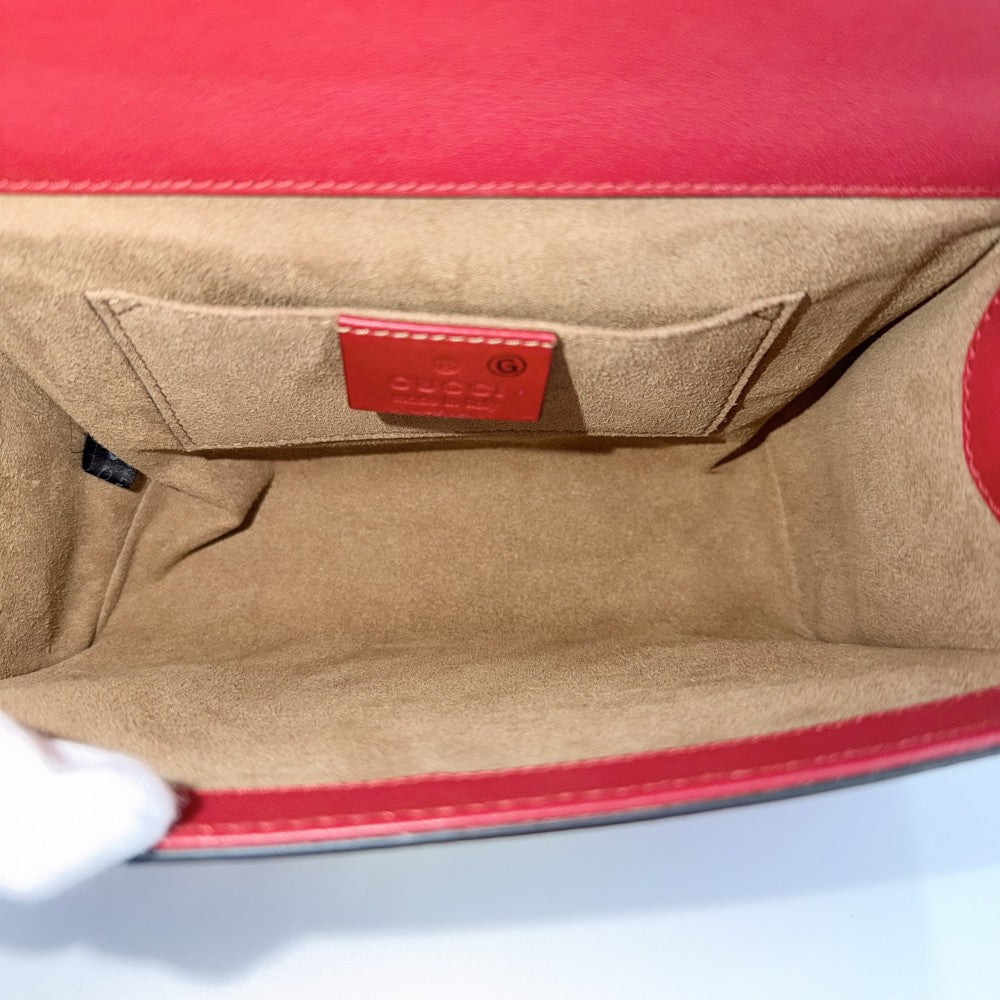 GUCCI グッチ ショルダーバッグ チェーン 409487 レザー レッド 赤 ゴールド金具 レディース【中古品】