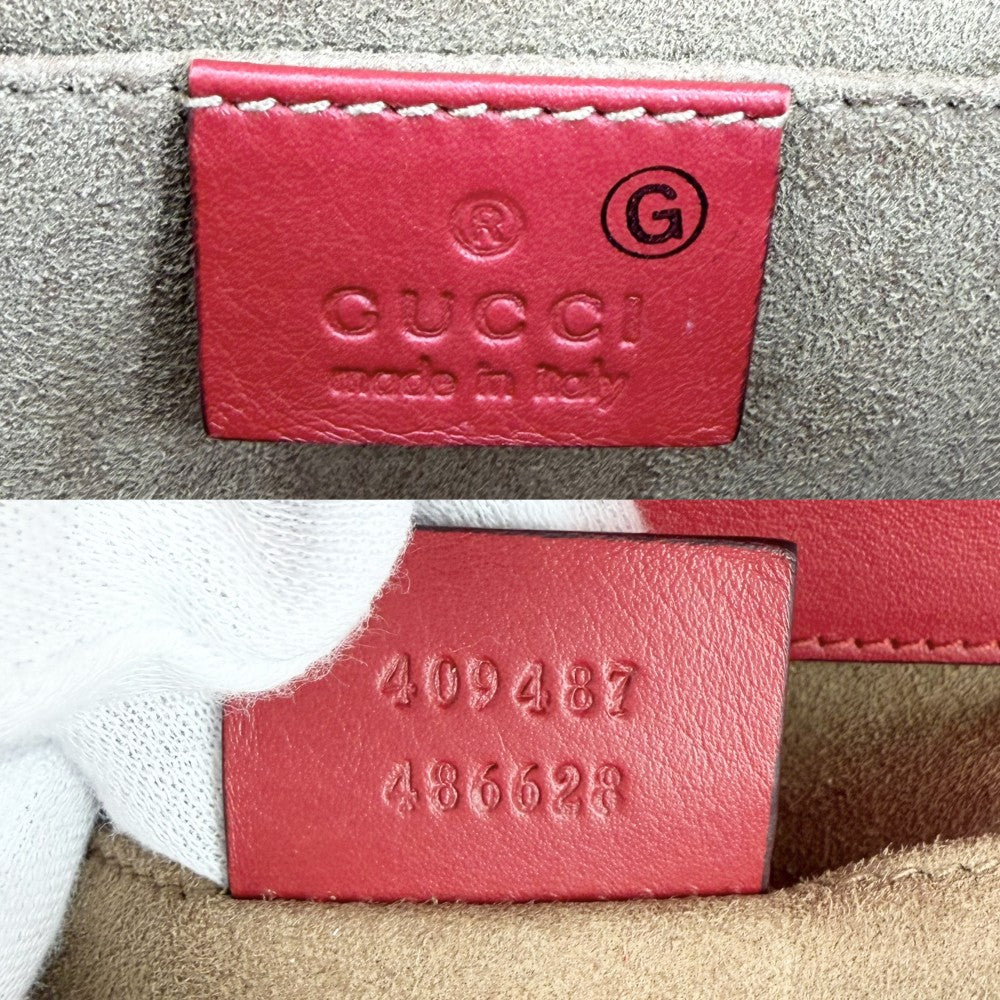 GUCCI グッチ ショルダーバッグ チェーン 409487 レザー レッド 赤 ゴールド金具 レディース【中古品】