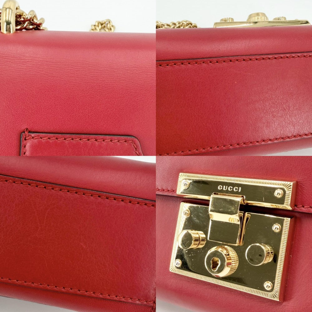 GUCCI グッチ ショルダーバッグ チェーン 409487 レザー レッド 赤 ゴールド金具 レディース【中古品】