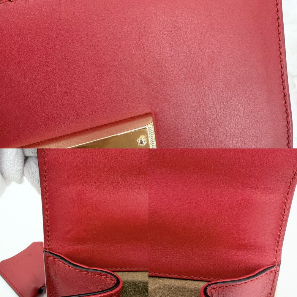 GUCCI グッチ ショルダーバッグ チェーン 409487 レザー レッド 赤 ゴールド金具 レディース【中古品】