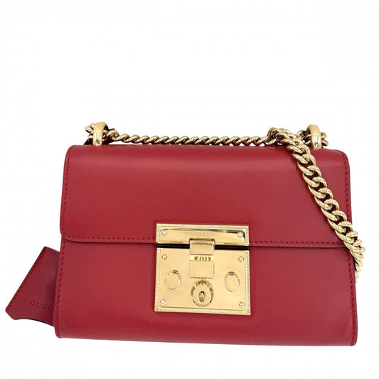 GUCCI グッチ ショルダーバッグ チェーン 409487 レザー レッド 赤 ゴールド金具 レディース【中古品】