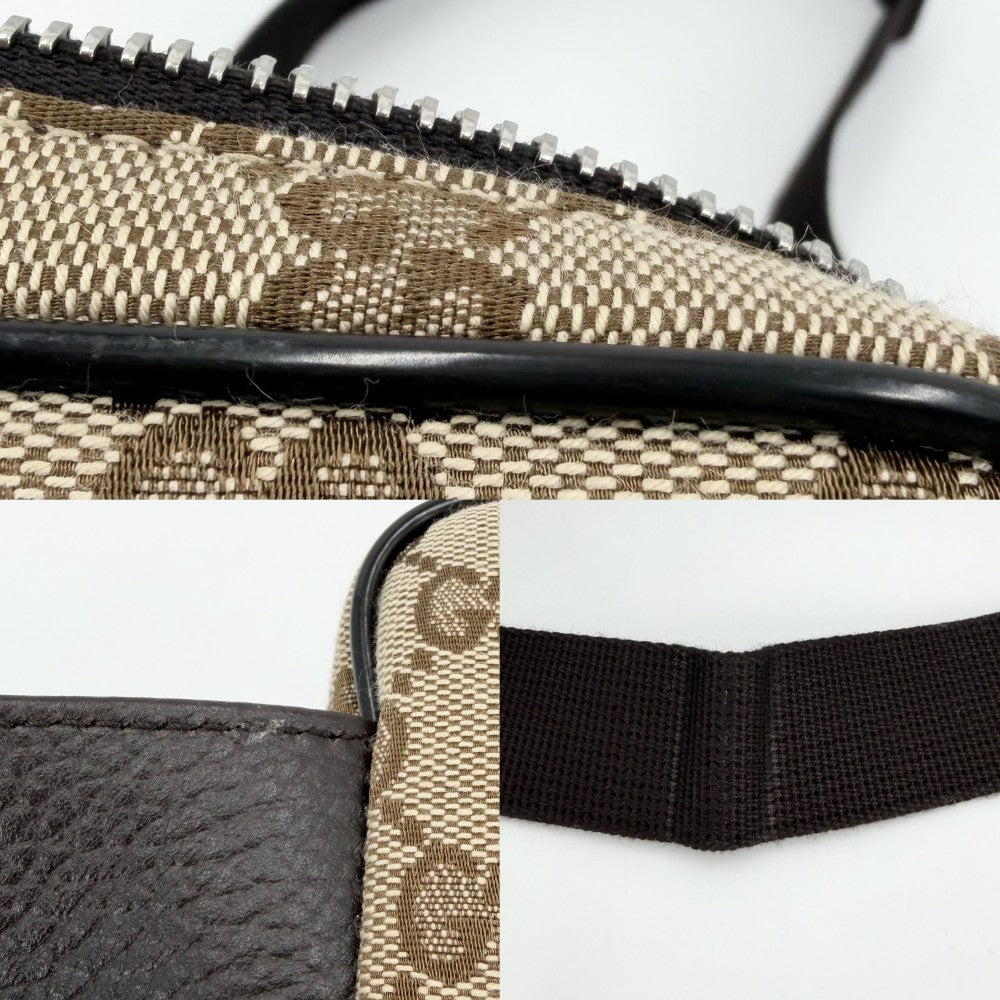 GUCCI グッチ ウエストバッグ ウエストポーチ ボディバッグ 449174 GGキャンバス レザー ブラウン 茶 シルバー金具 メンズ【中古品】