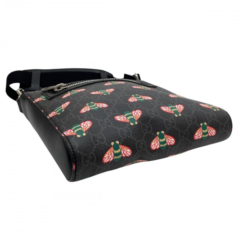 GUCCI グッチ ショルダーバッグ ベスティアリー ビー柄 メッセンジャーバッグ 681021 GGスプリームキャンバス レザー ブラック 黒 シルバー金具 レディース【中古品】