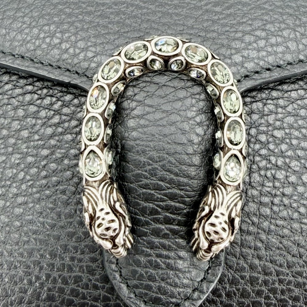 GUCCI グッチ ショルダーバッグ ディオニュソス タイガーヘッド チェーン ウォレット チェーンショルダー 401231 レザー ラインストーン ブラック 黒 シルバー金具 レディース【中古品】