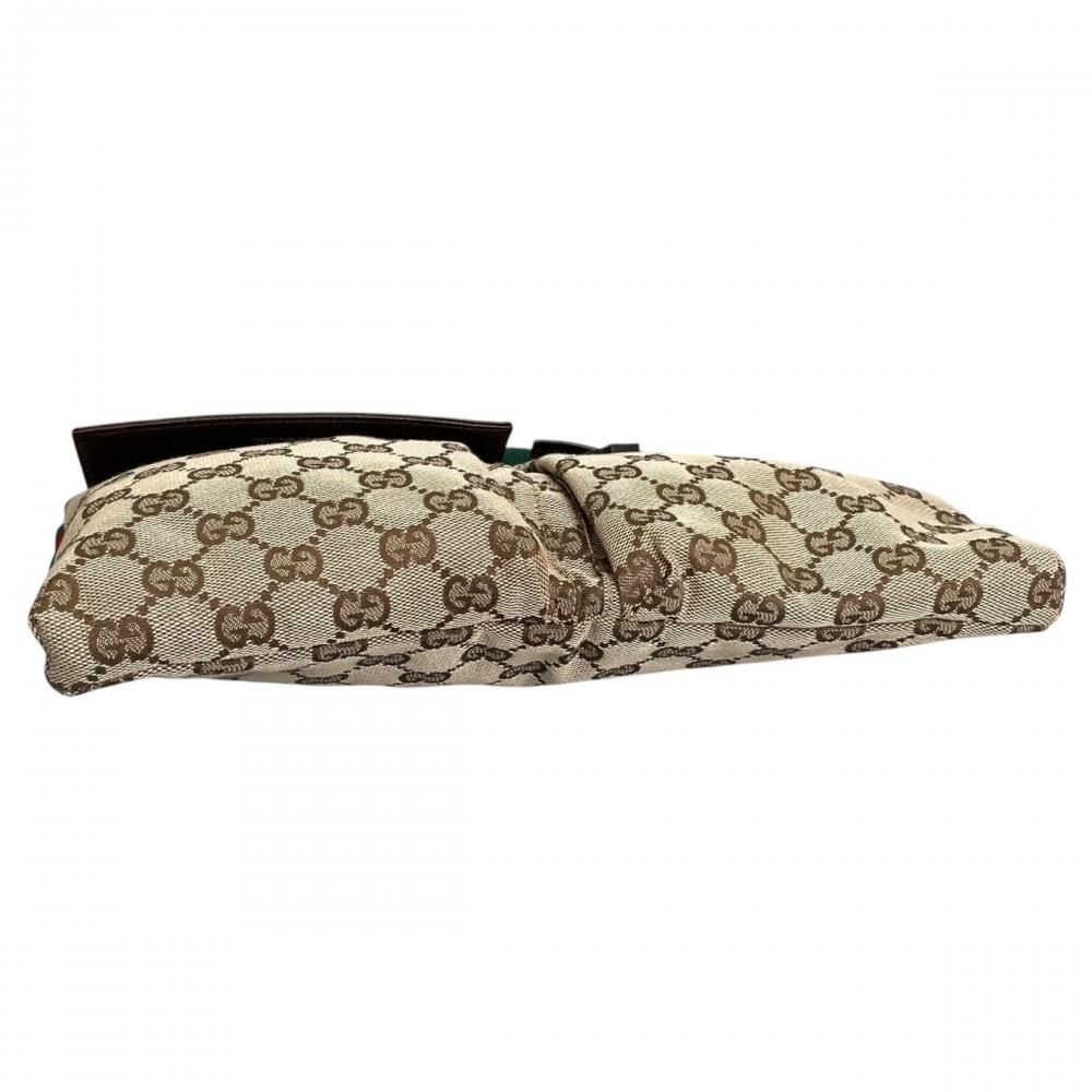GUCCI グッチ ウエストバッグ シェリーライン ウエストポーチ 28566 GGキャンバス レザー ベージュ シルバー金具 メンズ【中古品】