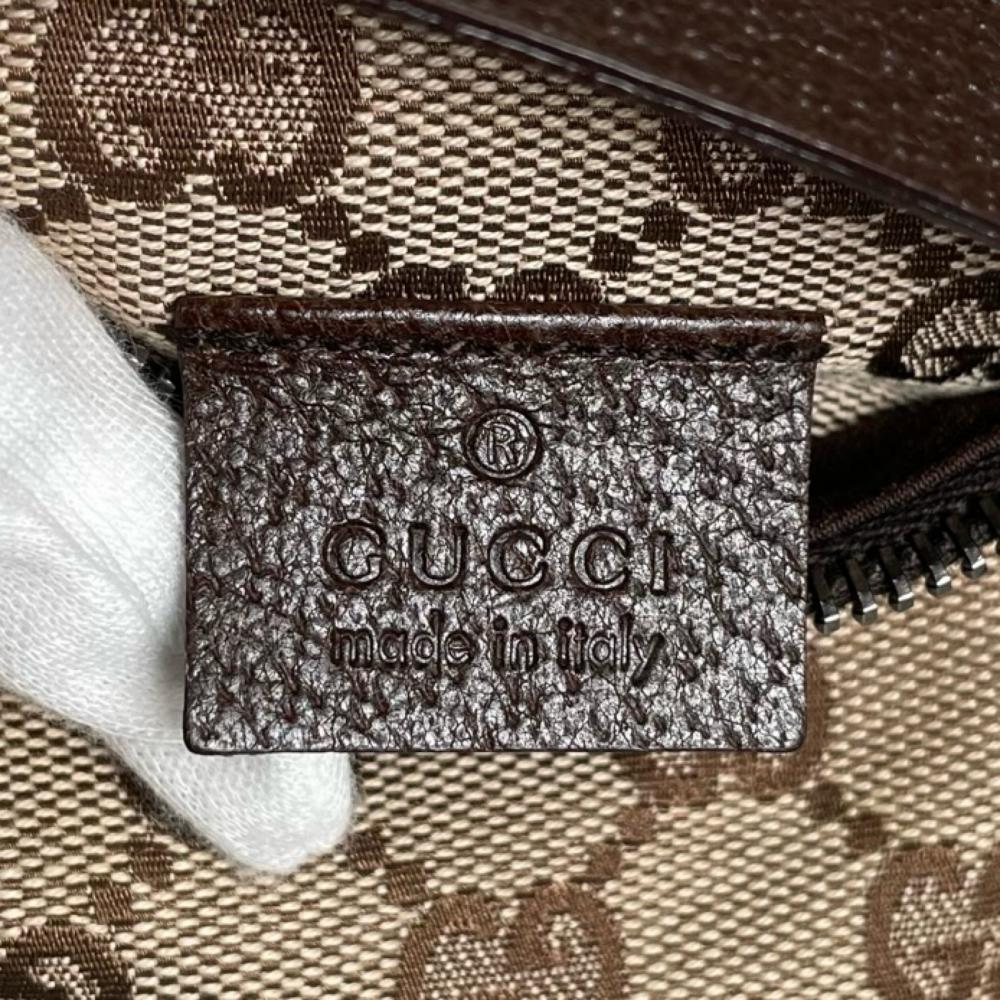 GUCCI グッチ ウエストバッグ シェリーライン ウエストポーチ 28566 GGキャンバス レザー ベージュ シルバー金具 メンズ【中古品】