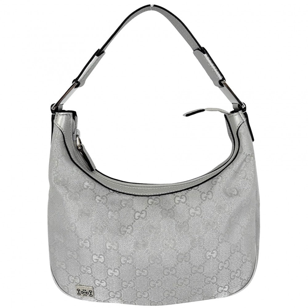 GUCCI グッチ ハンドバッグ スモールウェブ ポップ ホーボー 263757 GGプラス レザー シルバー シルバー金具 レディース【中古品】
