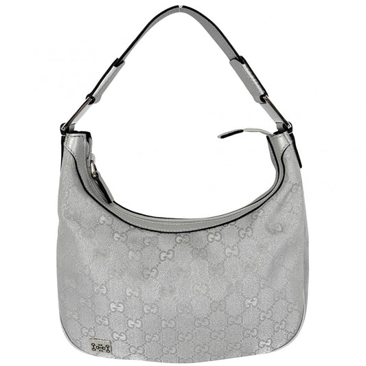 GUCCI グッチ ハンドバッグ スモールウェブ ポップ ホーボー 263757 GGプラス レザー シルバー シルバー金具 レディース【中古品】