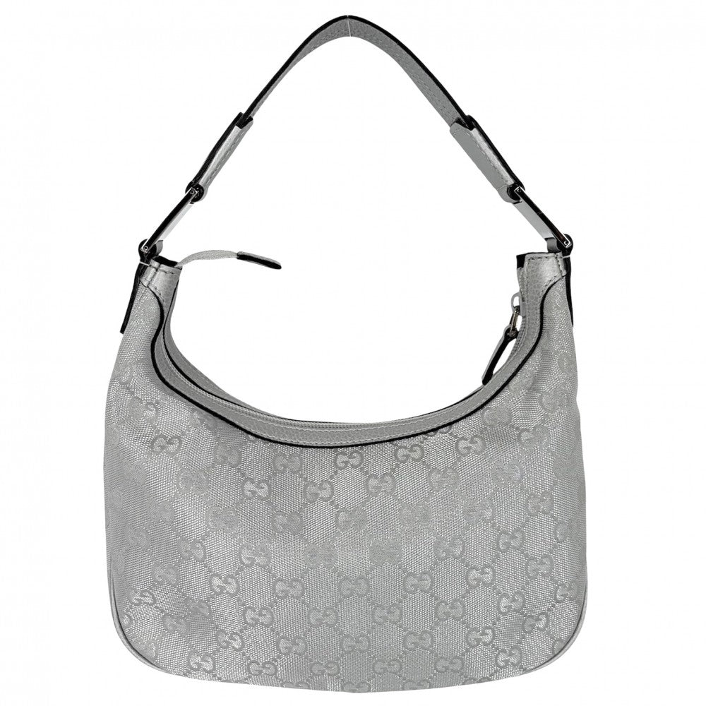 GUCCI グッチ ハンドバッグ スモールウェブ ポップ ホーボー 263757 GGプラス レザー シルバー シルバー金具 レディース【中古品】