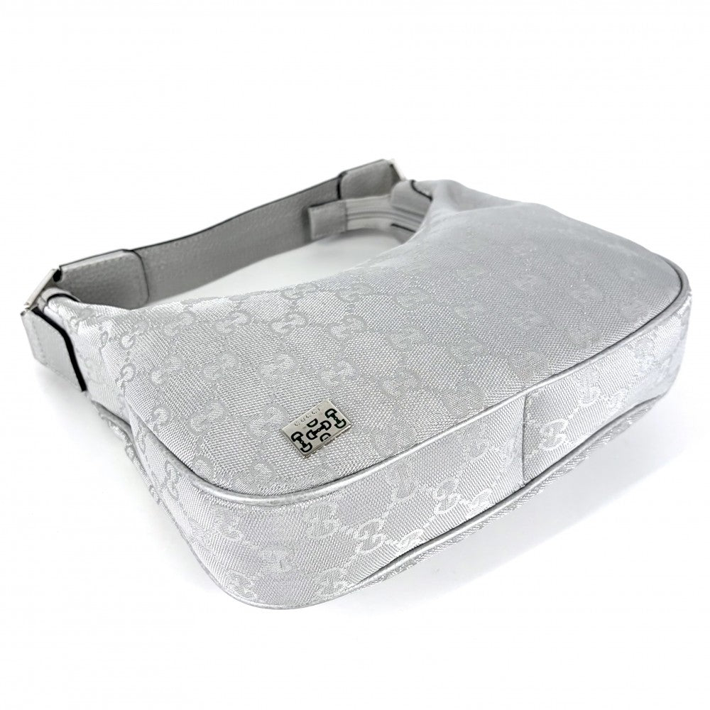 GUCCI グッチ ハンドバッグ スモールウェブ ポップ ホーボー 263757 GGプラス レザー シルバー シルバー金具 レディース【中古品】