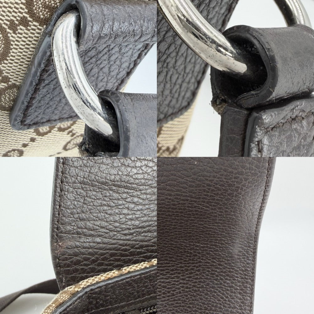 GUCCI グッチ ショルダーバッグ メッセンジャーバッグ 449172 GGキャンバス レザー ベージュ ブラウン 茶 シルバー金具 レディース【中古品】