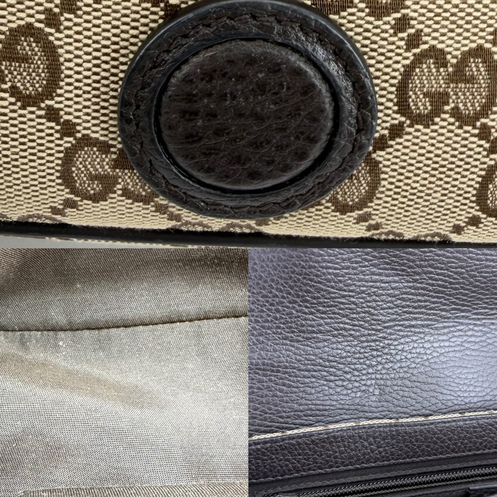 GUCCI グッチ ショルダーバッグ メッセンジャーバッグ 449172 GGキャンバス レザー ベージュ ブラウン 茶 シルバー金具 レディース【中古品】