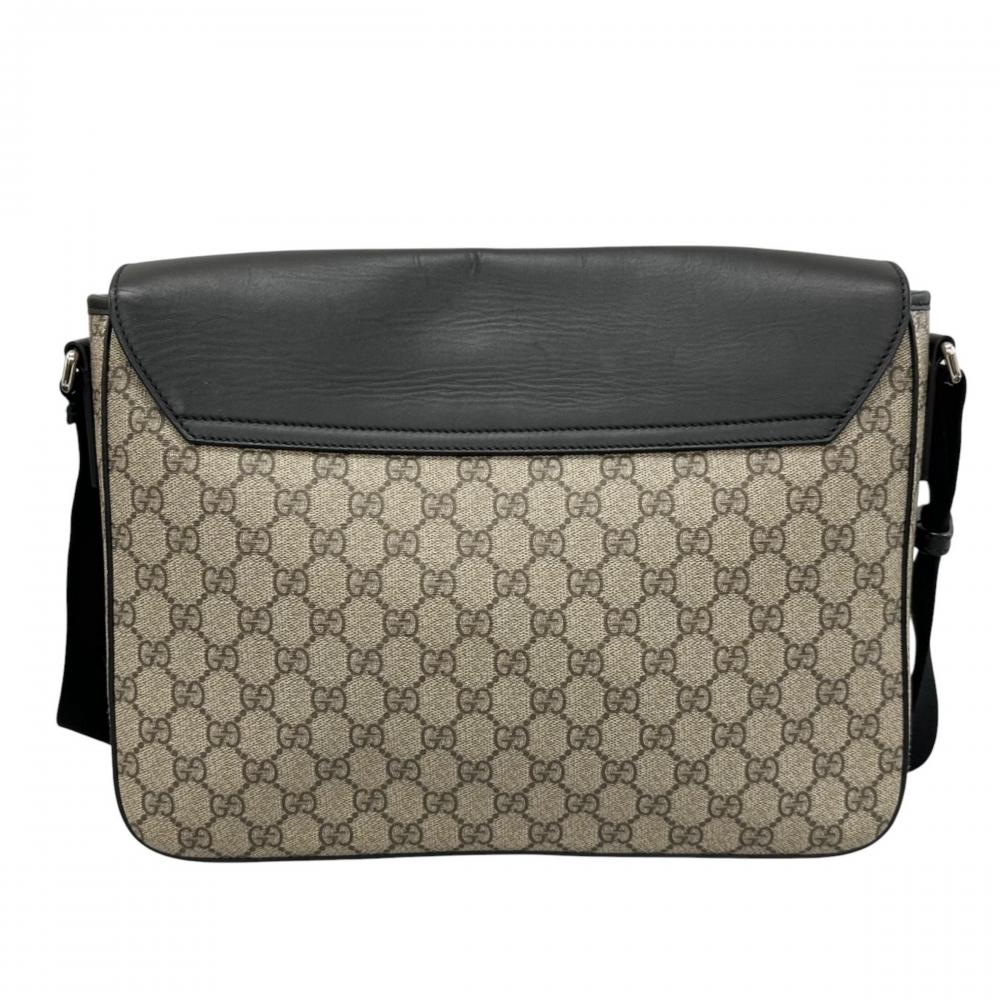 GUCCI グッチ ショルダーバッグ GGスプリーム メッセンジャーバッグ 406367 GGスプリームキャンバス ブラック 黒 シルバー金具 メンズ【中古品】
