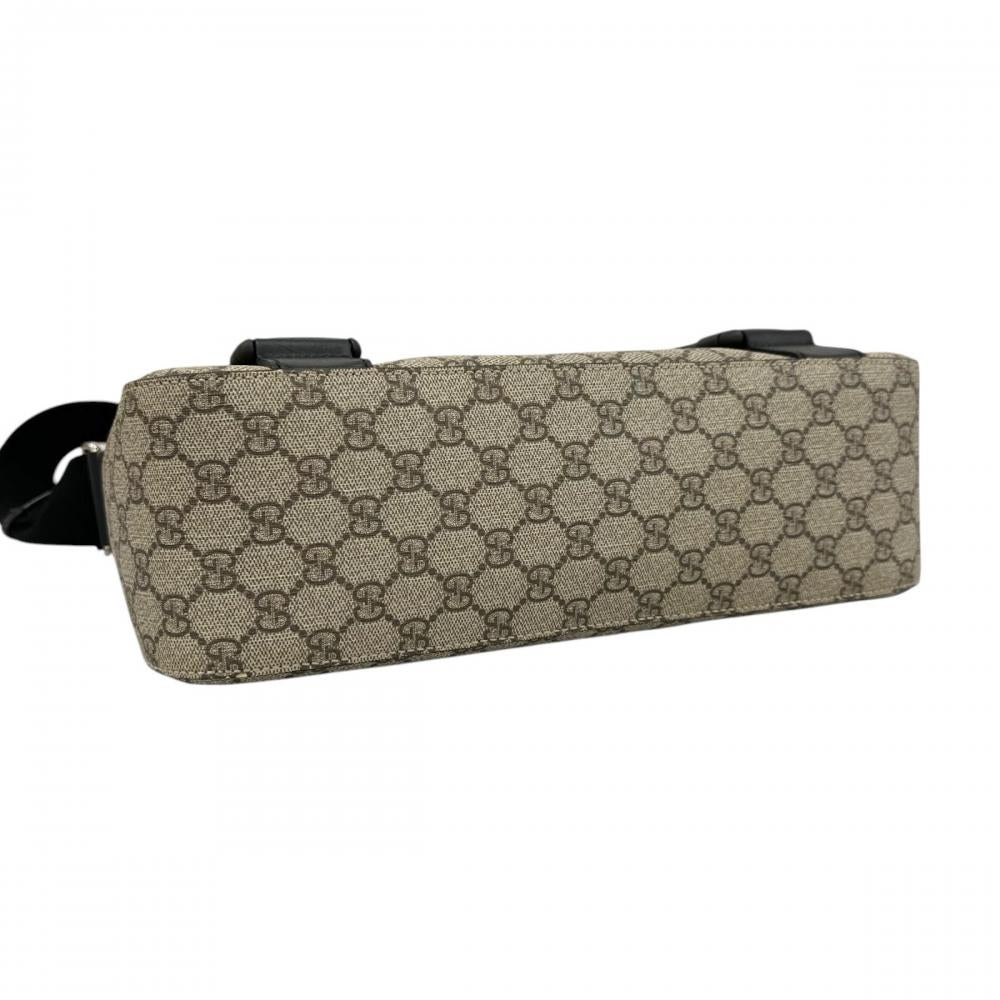 GUCCI グッチ ショルダーバッグ GGスプリーム メッセンジャーバッグ 406367 GGスプリームキャンバス ブラック 黒 シルバー金具 メンズ【中古品】